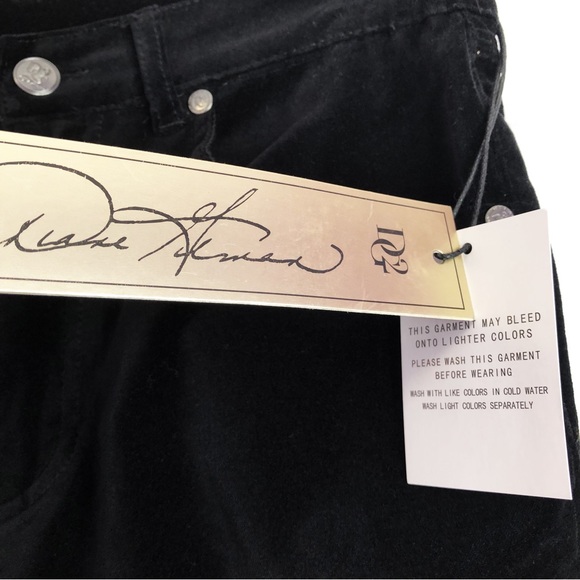 NWT DG2 by Diane Gilman Black Velvet Slim Straight Pants - Picture 4 of 15